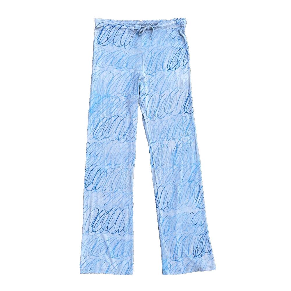 Designer Beau Souci Blue Pants in Size XS/S Straight leg lounge drawstring